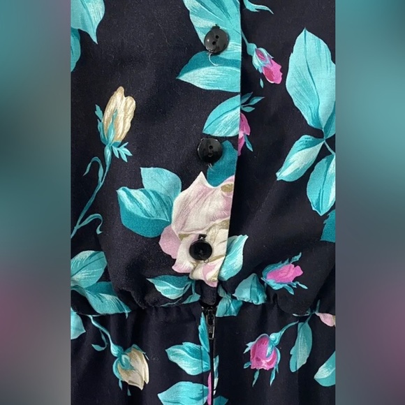 Vintage Lisa II Floral Maxi Length Dress Pleated Button/Zip Women's Size 10 - Picture 4 of 7